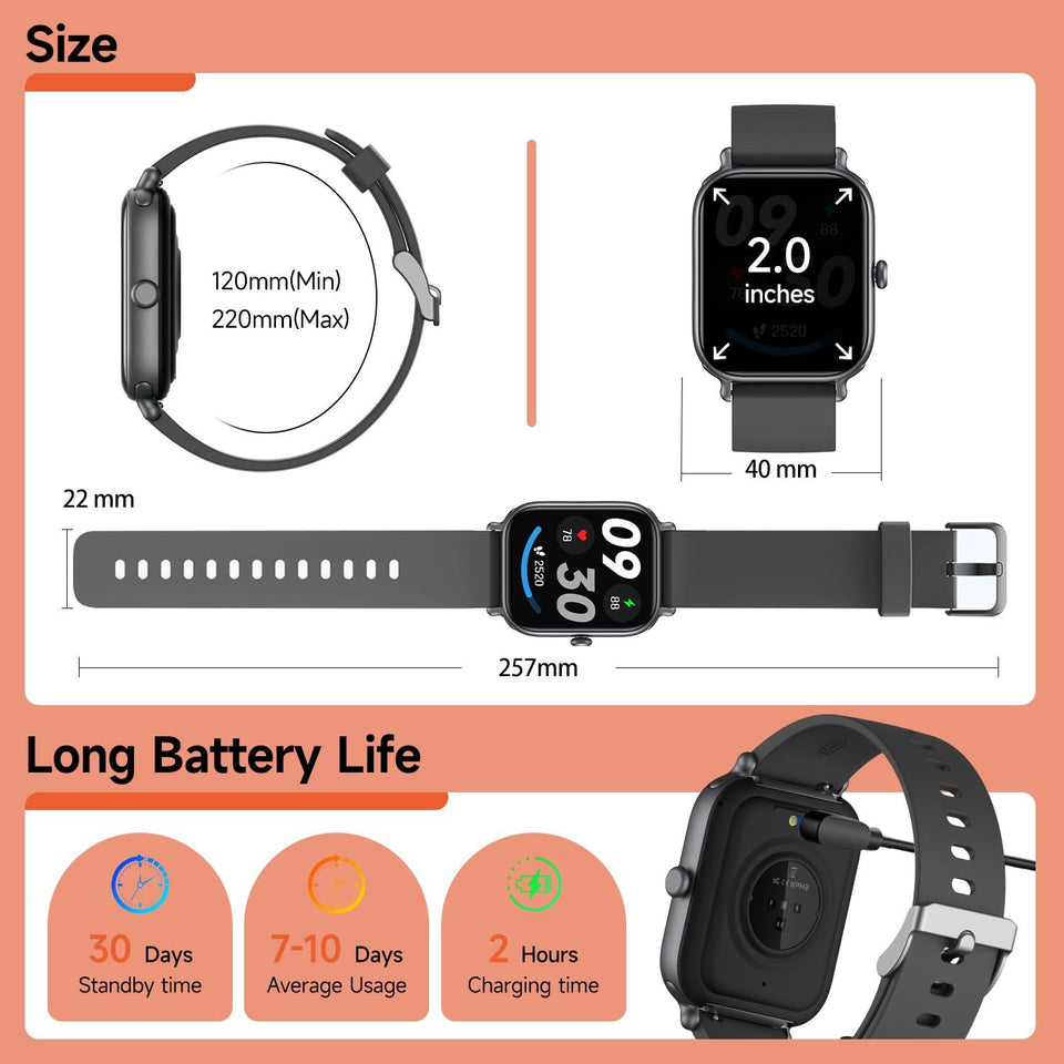 2.0 Inch HD - Fashion Smartwatch Bluetooth Talking