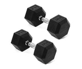 A Set Of Hexagonal Rubber-coated Dumbbells - Non-slip Grips