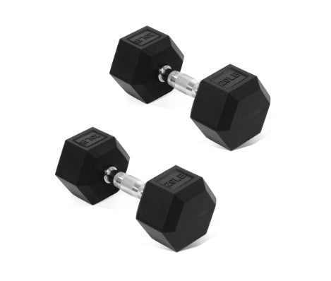 A Set Of Hexagonal Rubber-coated Dumbbells - Non-slip Grips
