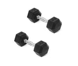 A Set Of Hexagonal Rubber-coated Dumbbells - Non-slip Grips