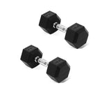 A Set Of Hexagonal Rubber-coated Dumbbells - Non-slip Grips