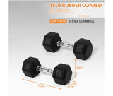 A Set Of Hexagonal Rubber-coated Dumbbells - Non-slip Grips