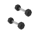 A Set Of Hexagonal Rubber-coated Dumbbells - Non-slip Grips